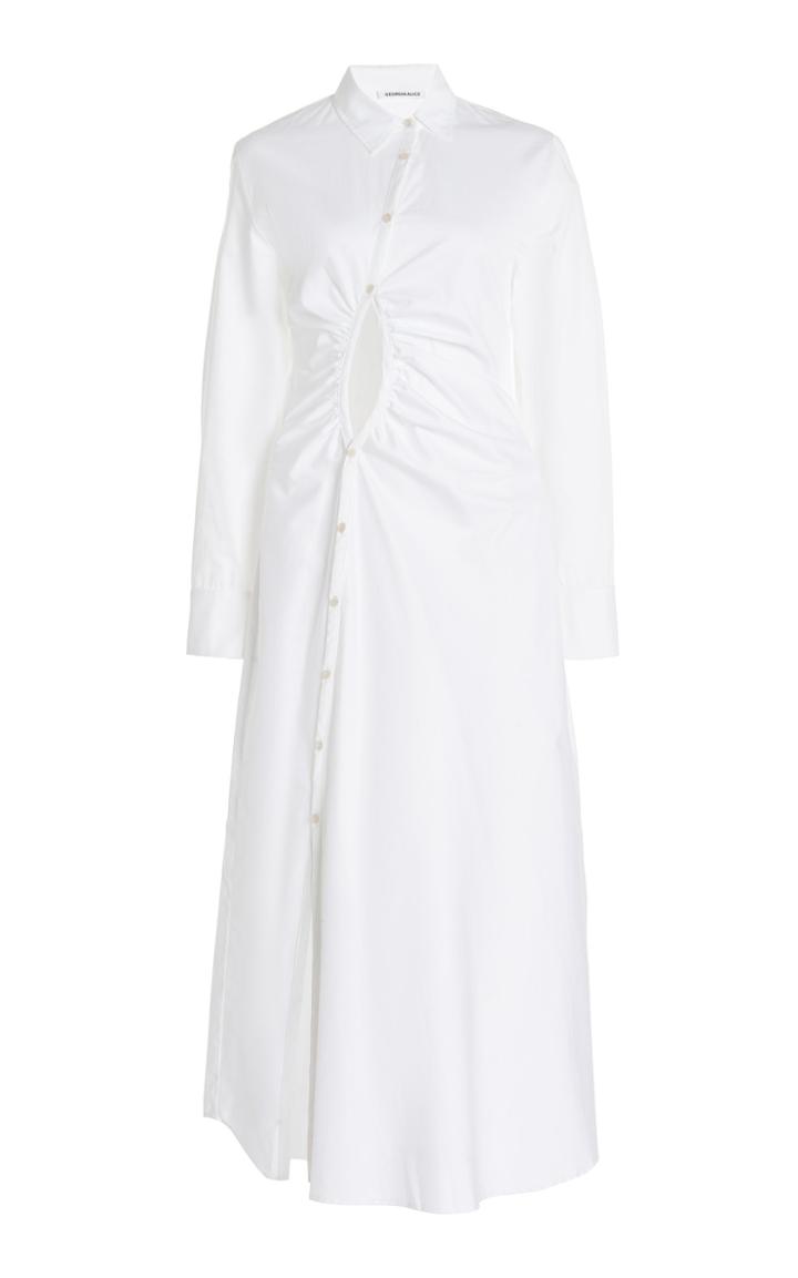 Georgia Alice Universe Ruched Cutout Cotton-poplin Dress