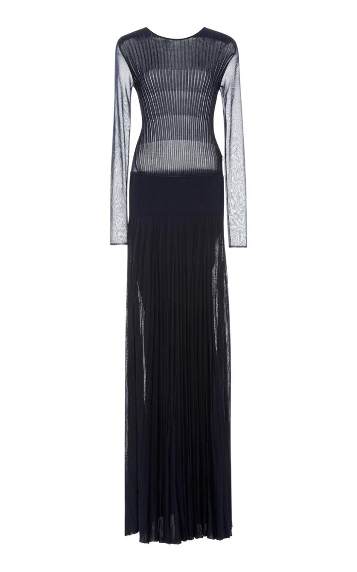 Ralph Lauren Long Sleeve Pleated Gown