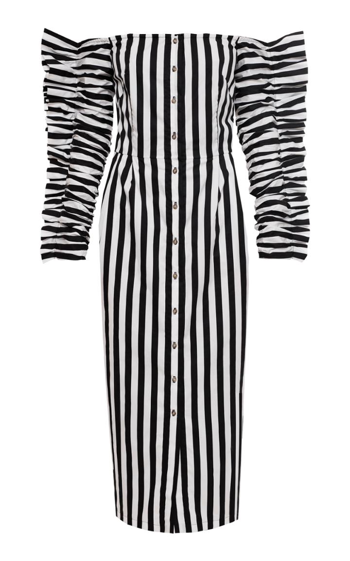 Anna October Off The Shoulder Striped Dress
