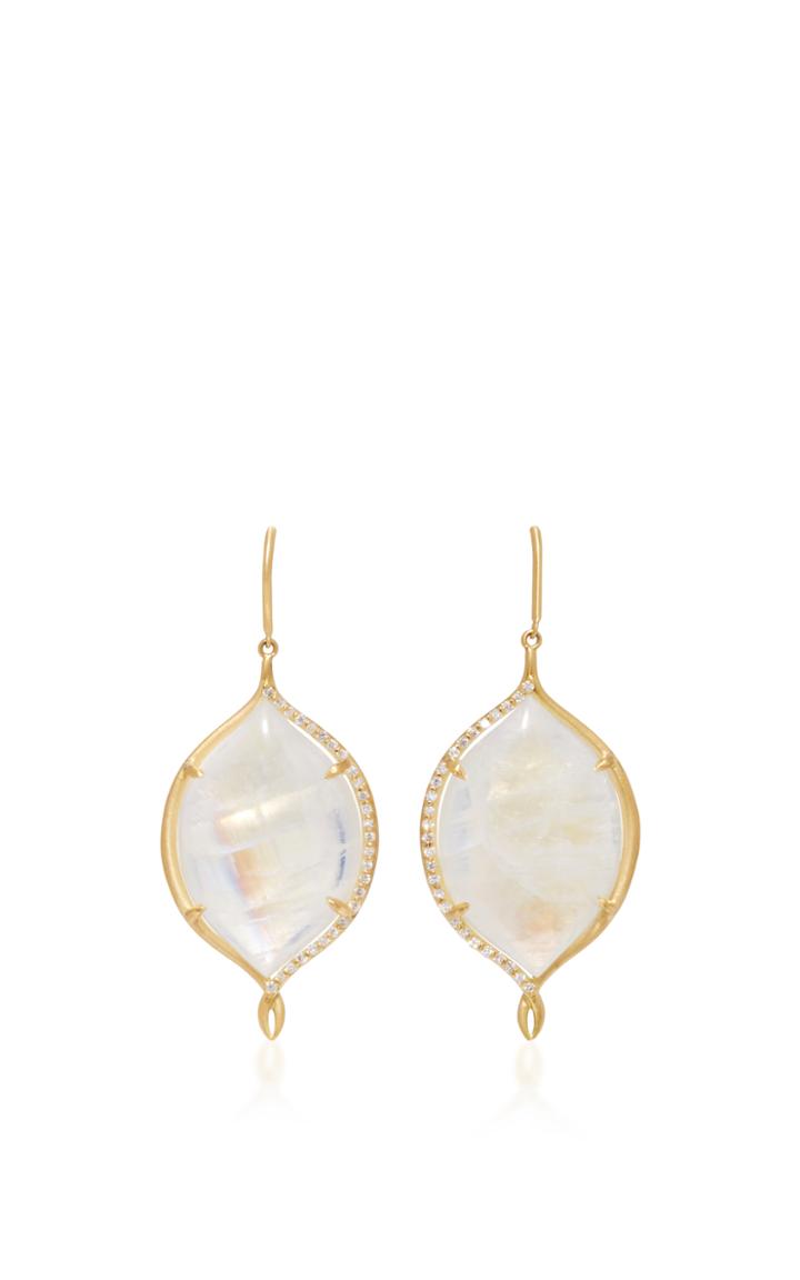 Jamie Wolf 18k Gold Rainbow Moonstone And Diamond Earrings