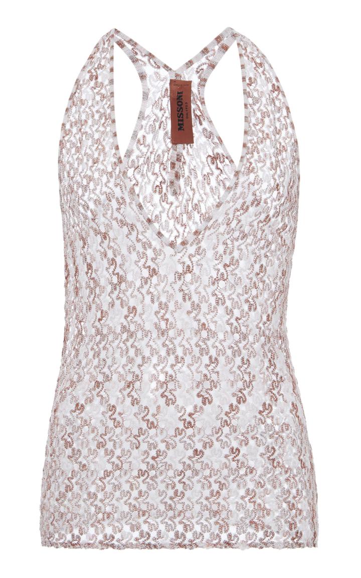 Moda Operandi Missoni Sleeveless V-neck Open-knit Top Size: 38