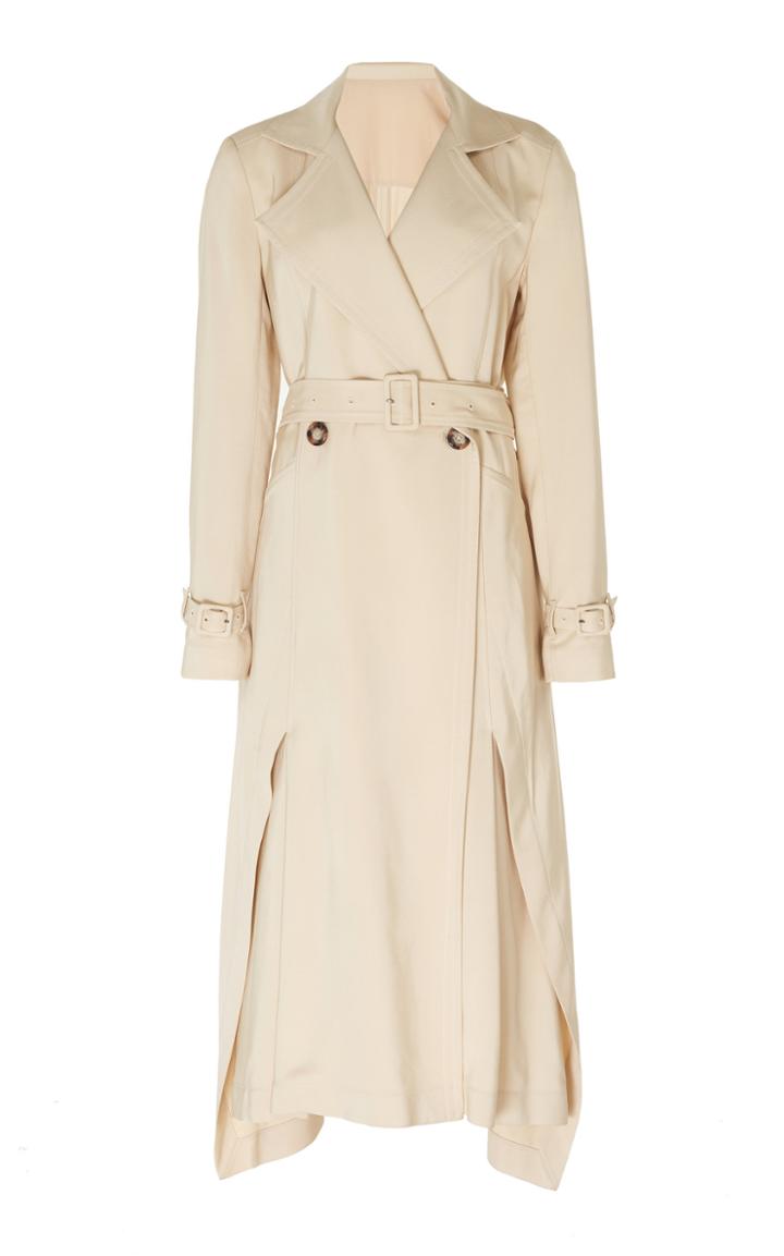 Roland Mouret Elbury Wool Crepe Double-breasted Trench Coat