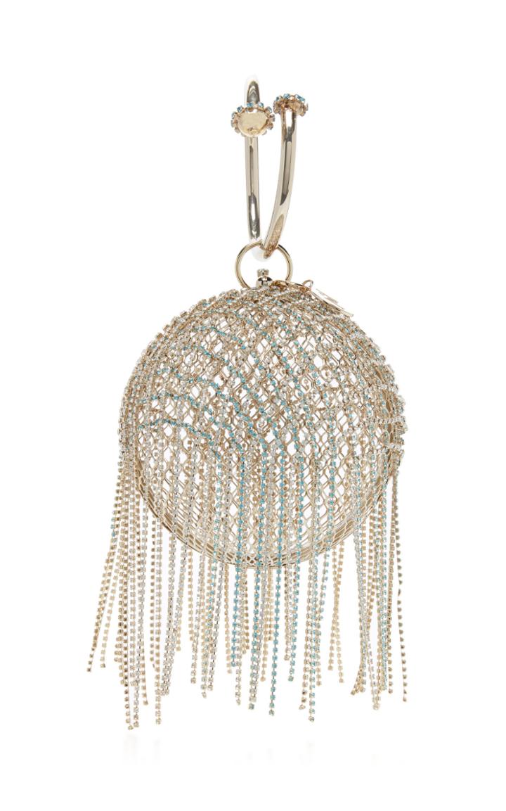 Rosantica Camelia Brass Bag With Crystal Fringe