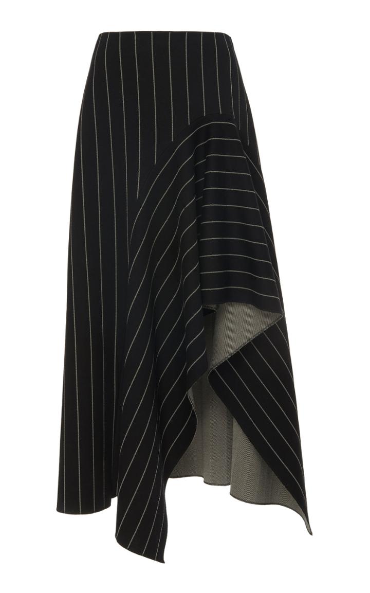 Oscar De La Renta Asymmetrical Pinstripe Midi Skirt