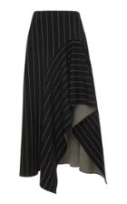 Oscar De La Renta Asymmetrical Pinstripe Midi Skirt