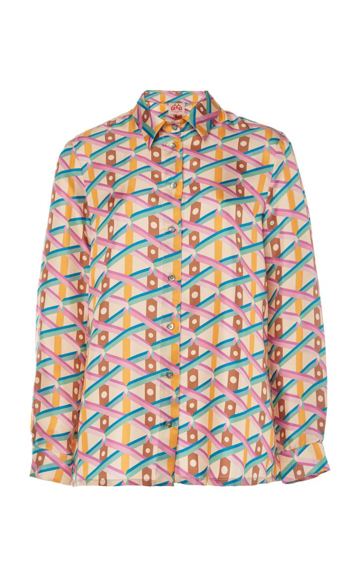 Moda Operandi Le Sirenuse Positano Balance Cisca Printed Silk Shirt Size: 38