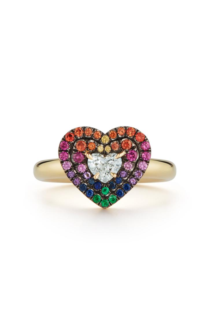 Moda Operandi Jemma Wynne 18k Yellow Gold Heart Ring With Sapphires And Diamonds