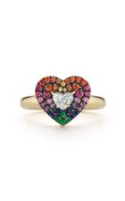 Moda Operandi Jemma Wynne 18k Yellow Gold Heart Ring With Sapphires And Diamonds