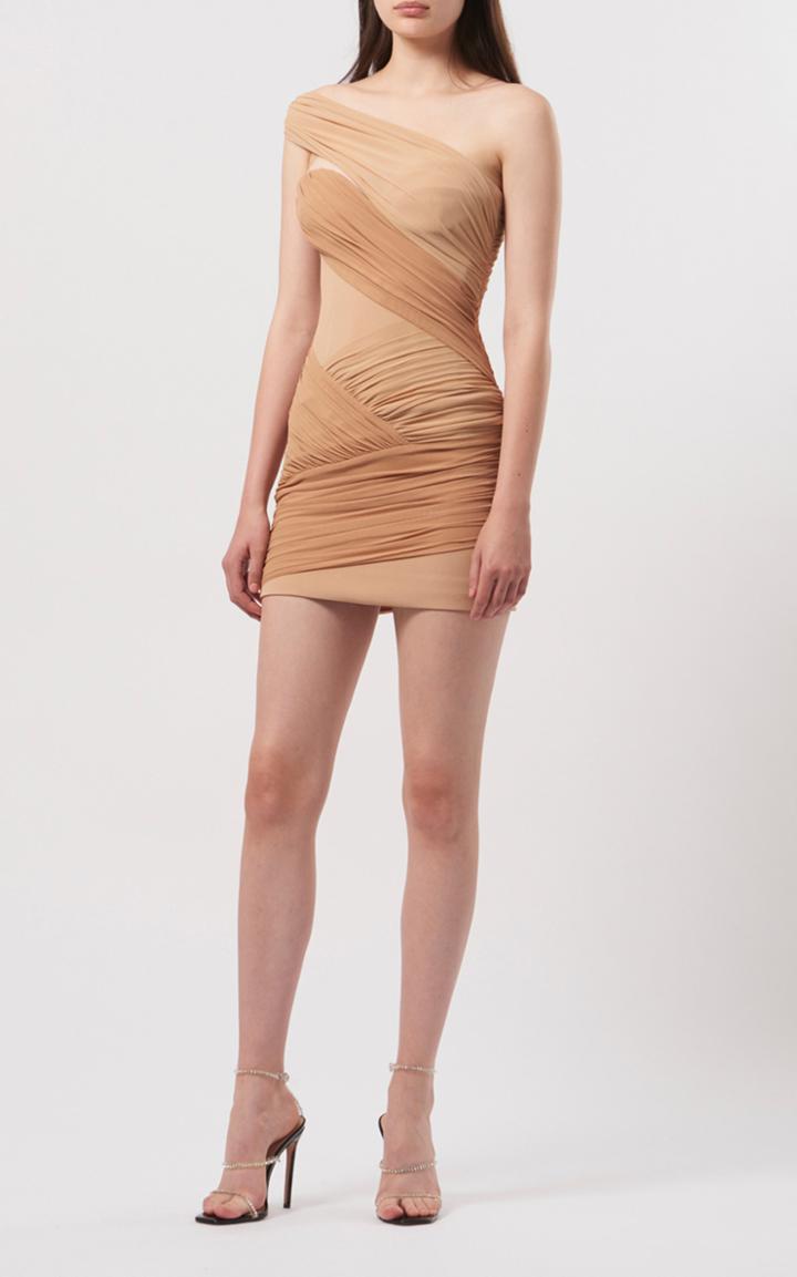 Moda Operandi David Koma Draped-mesh Detailed Crepe Off-the-shoulder Mini Dress