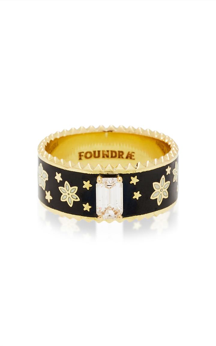 Foundrae Dark Blossoms Diamond Baguette Band