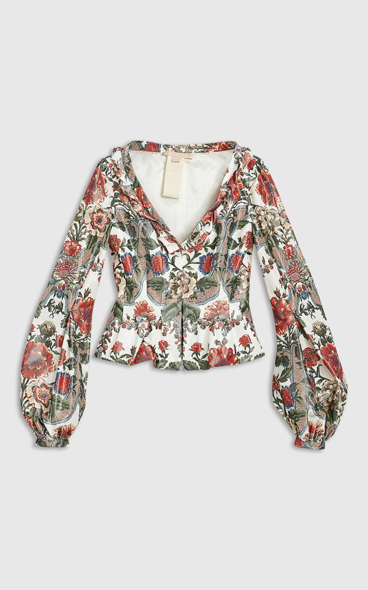 Moda Operandi Brock Collection Sabrina Peplum-waist Floral Taffeta Cropped Jacket