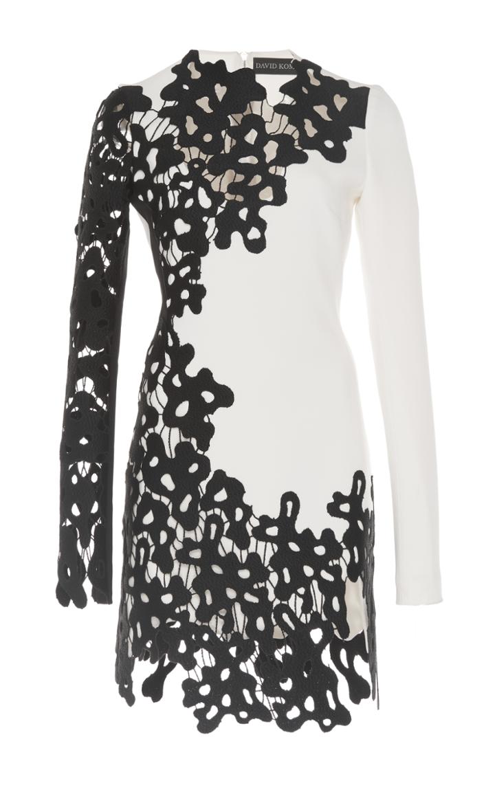 David Koma Lace Sleeve Overlay Dress
