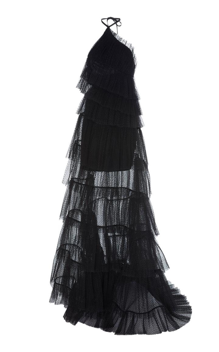 Alexis Justina Tiered Tulle Halterneck Gown Size: S