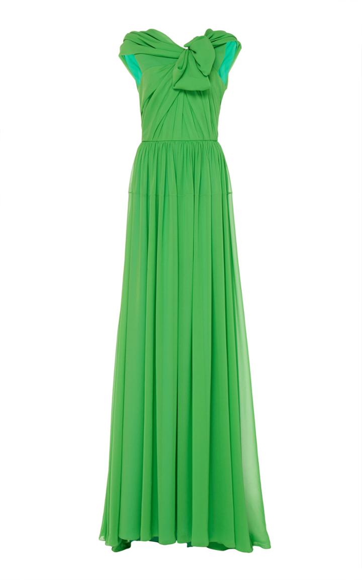 Delpozo Draped Silk-georgette Gown
