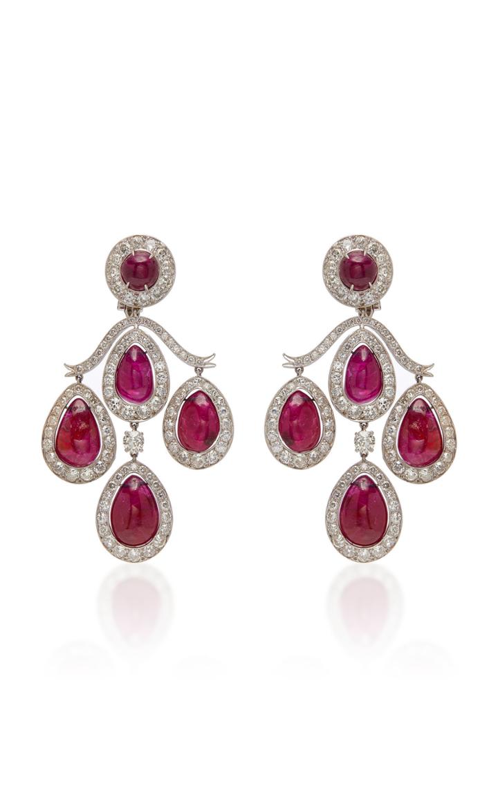 Pat Saling One Of A Kind Ruby And Diamond Girandole Earrings