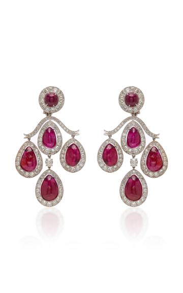 Pat Saling One Of A Kind Ruby And Diamond Girandole Earrings