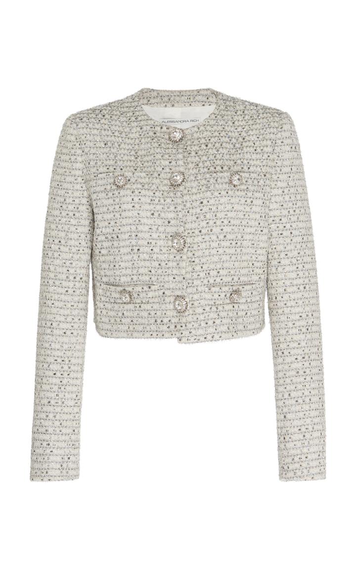 Moda Operandi Alessandra Rich Lurex Tweed Cropped Jacket Size: 36