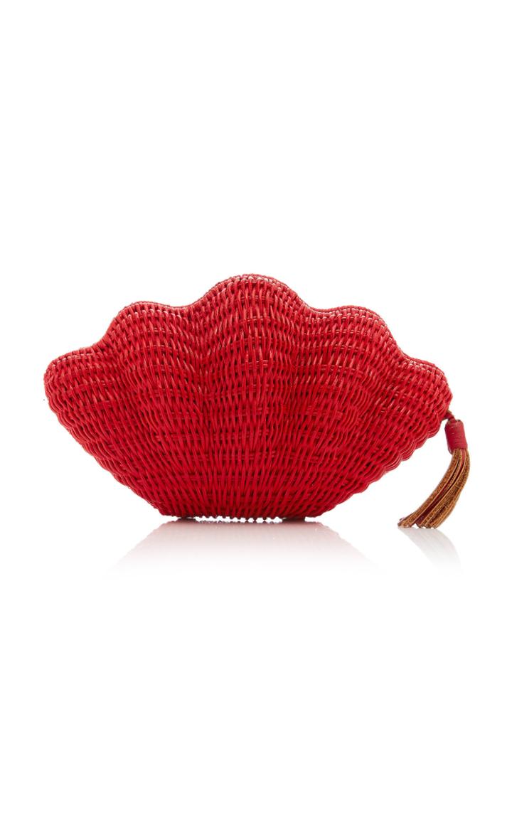 Kayu M'o Exclusive Jane Leather-trimmed Straw Clutch