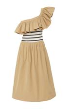 Sea Striped Combo Asymmetric Midi Dress