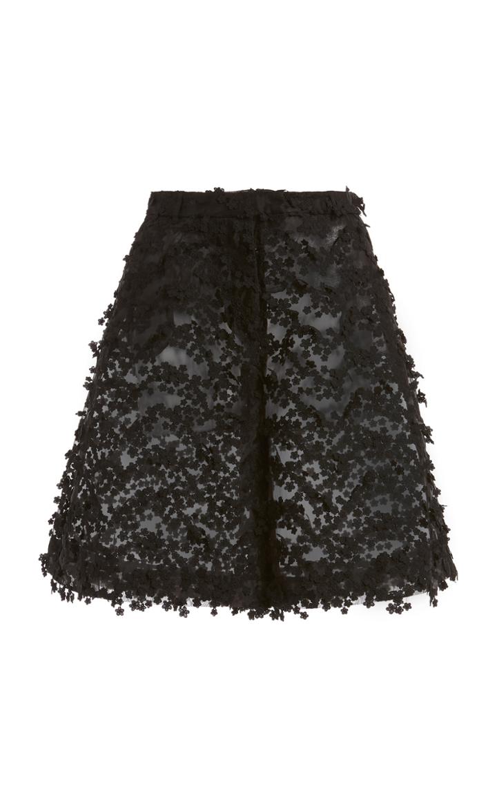 Moda Operandi Cecilie Bahnsen Millie Floral-embellished Organza Wide-leg Shorts