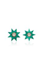 Colette Jewelry Starburst 18k Rose Gold, Agate And Diamond Earrings