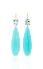 Jamie Wolf 18k Yellow Gold Aqumarine And Amozonite Drop Earring