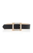 Alessandra Rich Crystal Embellished Buckle Leather Belt