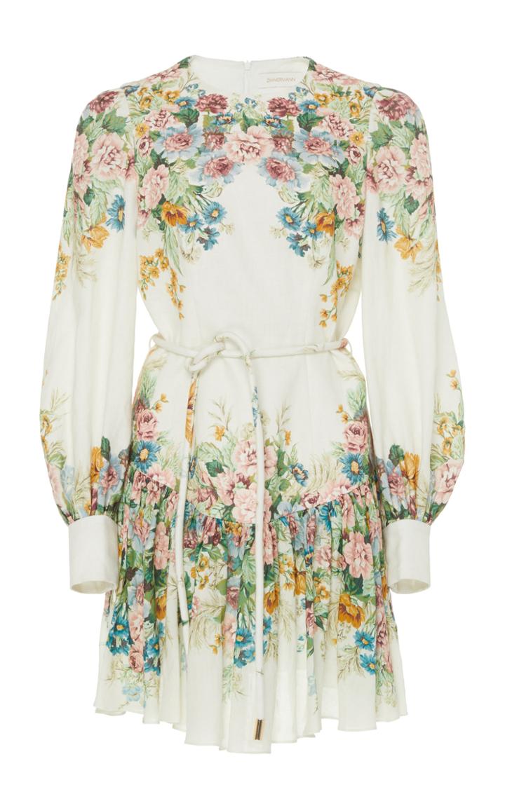 Zimmermann Wavelength Bell Sleeve Mini Dress