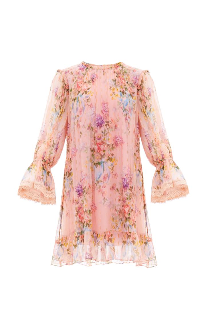Needle & Thread Floral Diamond Chiffon Mini Dress
