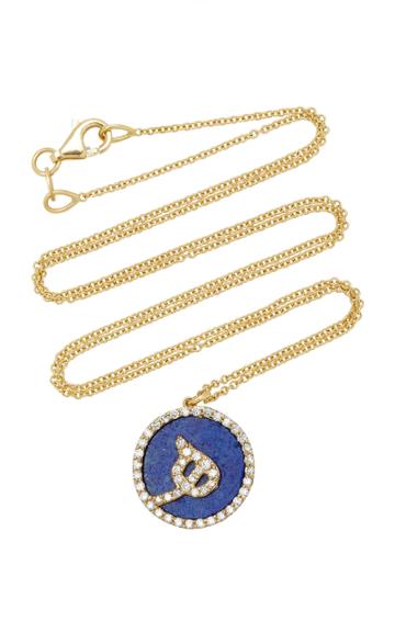 Names By Noush Treasure Disk Arabic Initial Necklace With Lapis Lazuli Gemstone