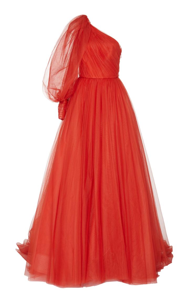 Monique Lhuillier One-shoulder Tulle Ball Gown