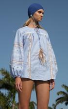 Moda Operandi Silvia Tcherassi Monty Feather-tipped Embroidered Cotton Top