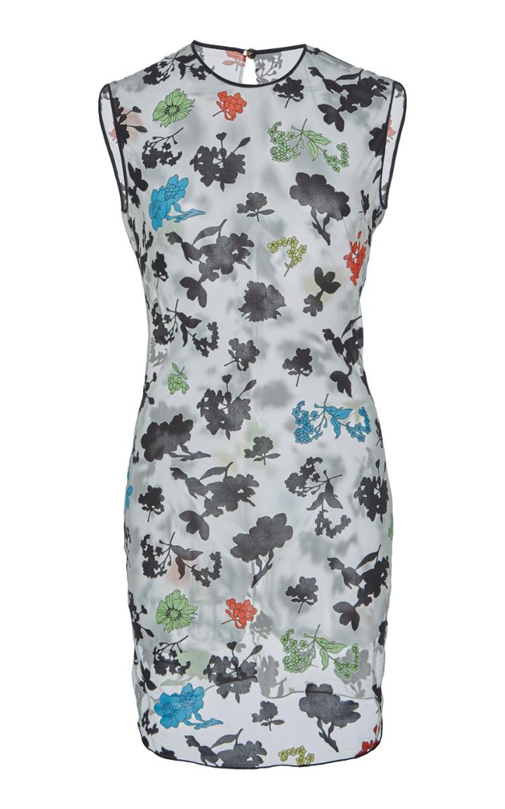 Versace Floral-printed Sheer Jersey Devore Mini Dress