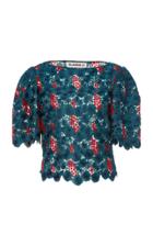 Claudia Li Puff Sleeve Boatneck Top
