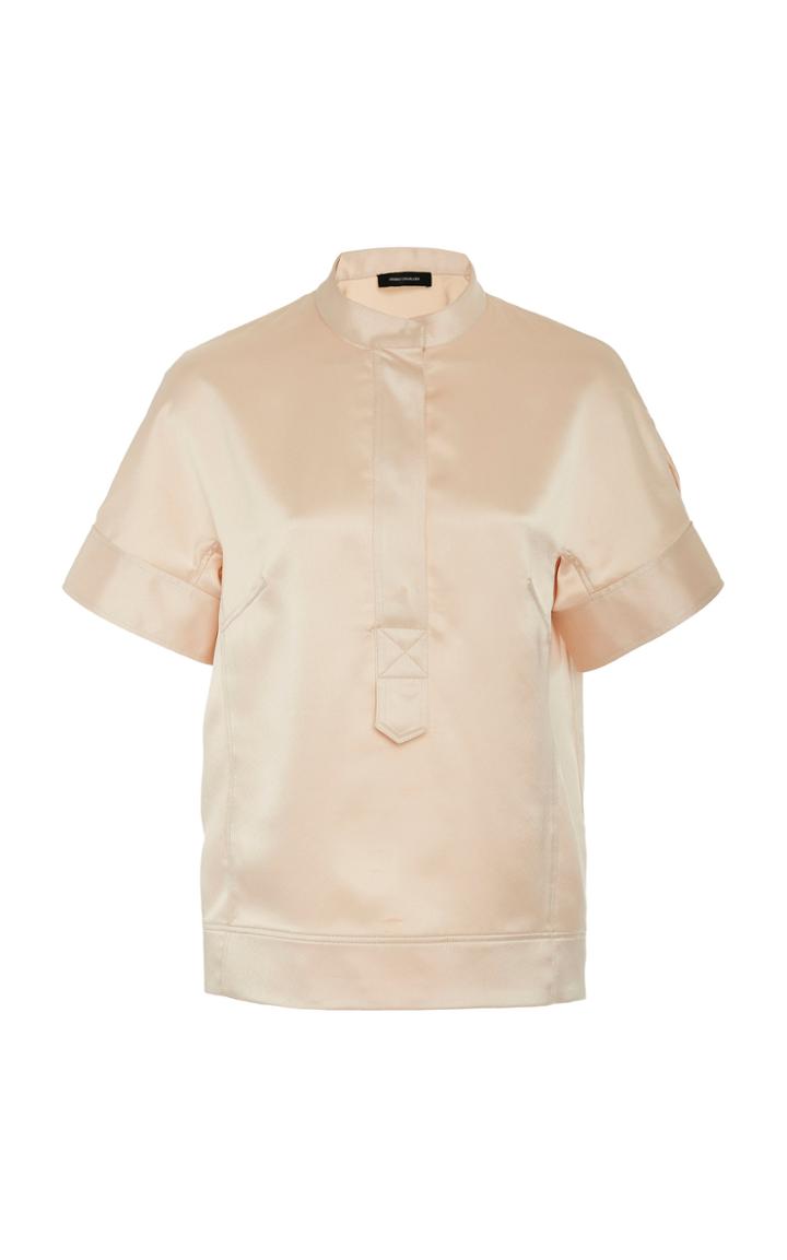 Cdric Charlier Banded Collar Satin Top