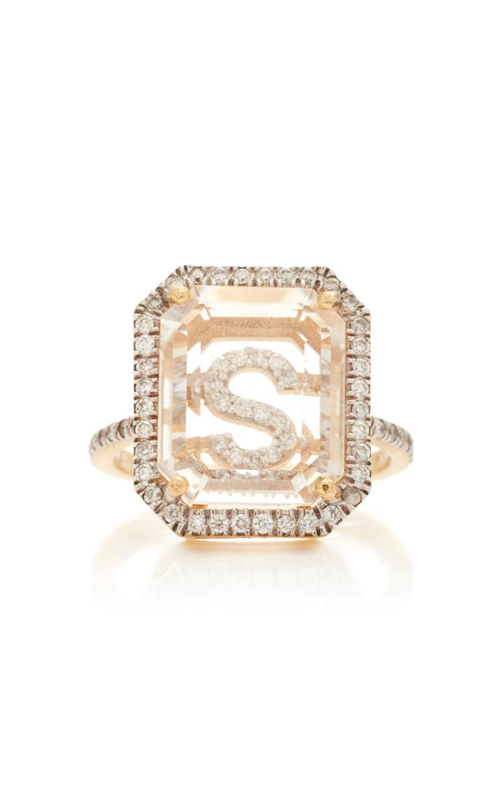 Moda Operandi Mateo 14k Yellow Gold Secret Diamond Frame Initial Ring