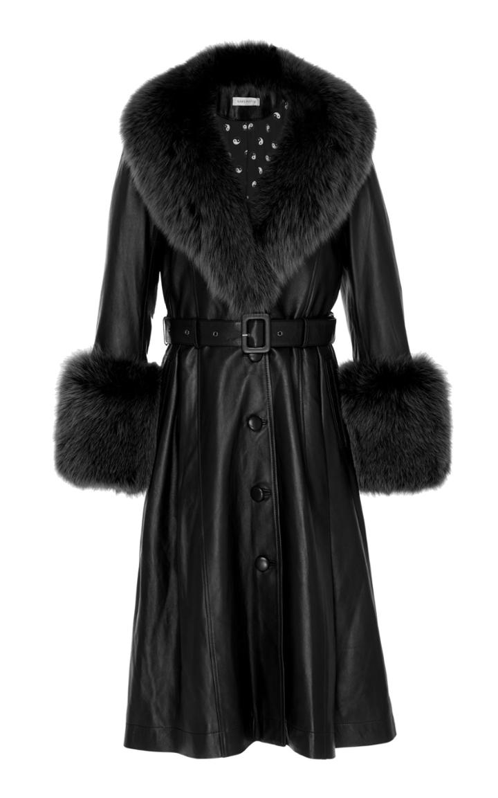 Saks Potts Foxy Fur-trimmed Lamb Leather Coat