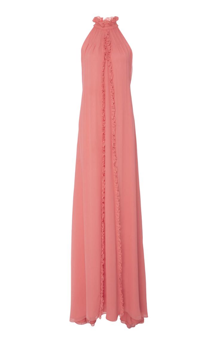Oday Shakar Halter Ruffled Gown