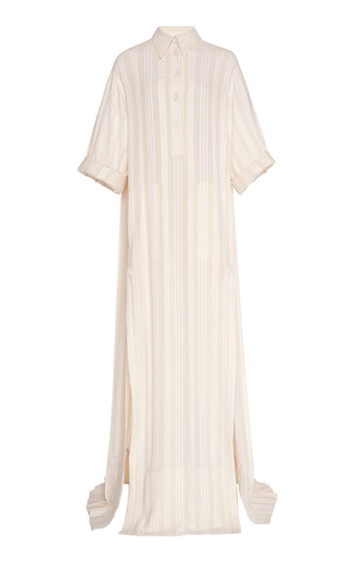 Philosophy Di Lorenzo Serafini Striped Thigh Slit Gauze Dress