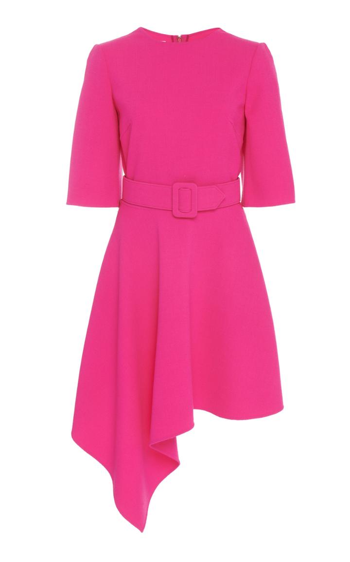 Oscar De La Renta Primrose Drape Front Mini Dress With Belt