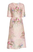 Luisa Beccaria Floral Printed Silk Crepe Midi Dress