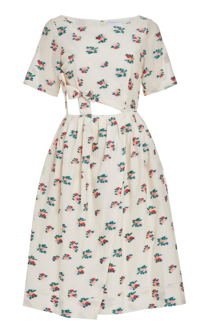 Moda Operandi Markarian Marlowe Floral Organza Cut Out Bow Dress