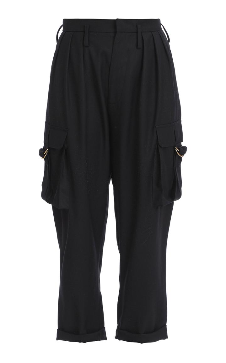 Balmain Cropped Straight-leg Wool-blend Cargo Pants