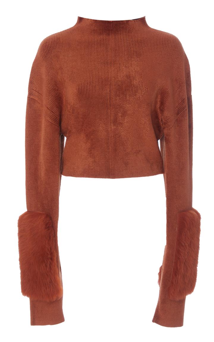 Sally Lapointe Chenille Cropped Mockneck Sweater