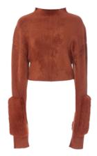 Sally Lapointe Chenille Cropped Mockneck Sweater