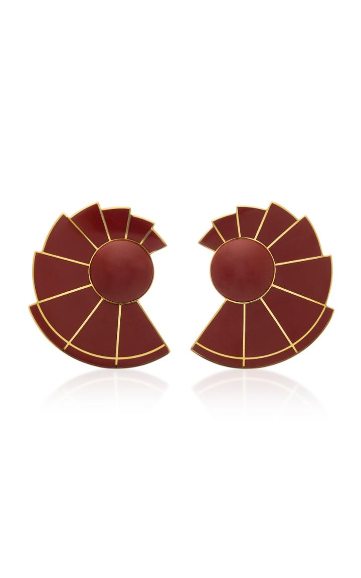 Monica Sordo Nautilus Earfan 24k Gold-plated Brass Jasper Earrings
