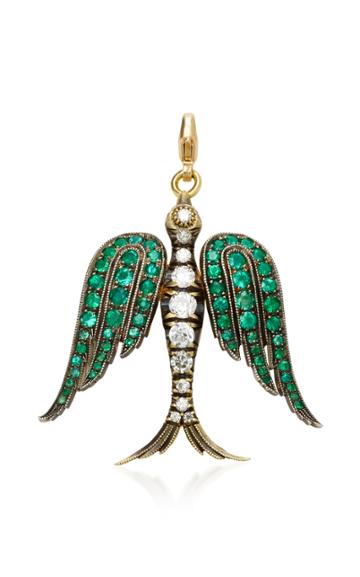 Sylva & Cie Angel Bird Pendant With Gemfields Emeralds And White Diamonds