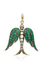 Sylva & Cie Angel Bird Pendant With Gemfields Emeralds And White Diamonds