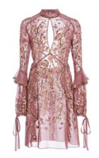 J. Mendel Floral Embroidered Ruffle Mini Dress