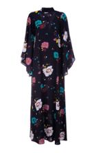 Moda Operandi La Doublej Magnifico Draped-sleeve Floral Crepe Maxi Dress
